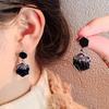 Light Luxury Niche Cold Wind Black Zircon Earrings Female Korean Versatile Temperament Earrings