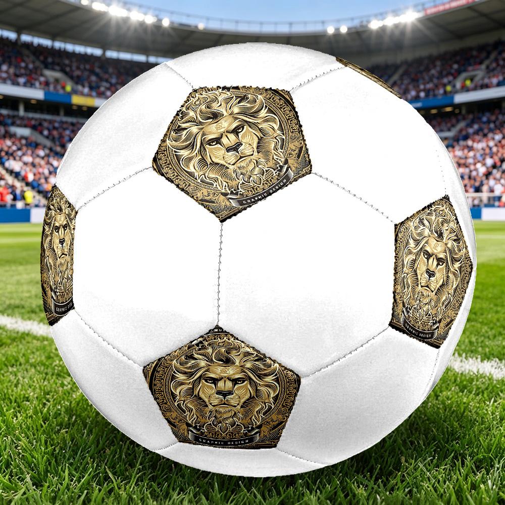 1PC Golden Lion Graphic Art Soccer Ball Size 5 Football Machine Sewn Indoor/Outdoor Universal Football n35