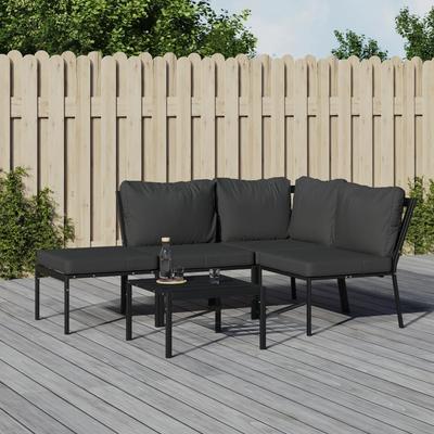 Vidaxl 5-Cz. Garden Lounge Set, Grey Cushions, Steel