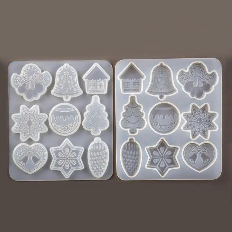 Crystal Epoxy Mould Christmas Tree Snowflake Elk Pendant Keychain Listing Ornament DIY Silicone Mould Set