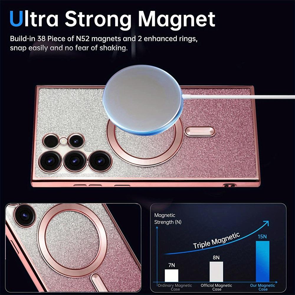 Bling Bright Cover For Samsung Galaxy S24 S23 S22 S21 S20 Ultra Plus FE Glitter Case Note20 Ultra Plat Wireless MagSafe Magnetic
