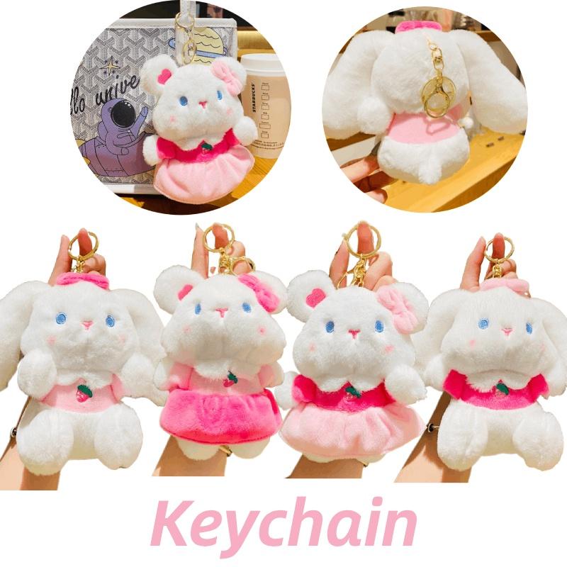 Cute Plush Sweet Bunny Bear Cartoon Car Keychain Student Backpack Pendant Wholesale