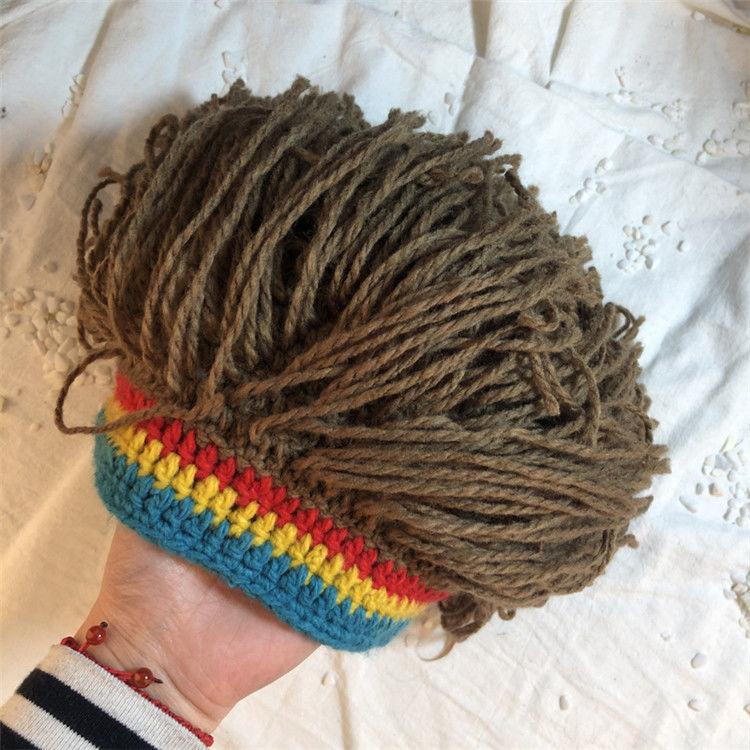 Funny Headsets Hats Men's and Women's Personality European and American Warm Knitted Wig Hats Dirty Braids Knitted Hats Hip Hop Party Hats