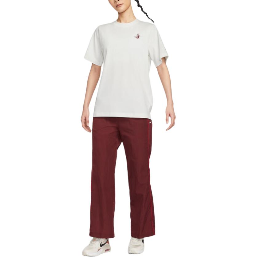 Nike Sportbekleidung Vintage Locker Modisch Vielseitiges Kurzarm-T-Shirt Damen Tops Weiß IH0826133