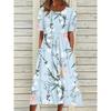 Summer Casual Women Dress With Floral Print And Large Skirt For Daily Wear
