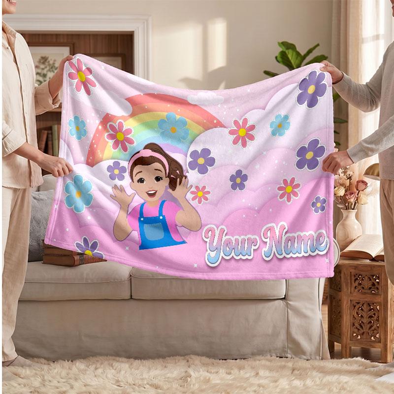 Ms Rachel Personalized Flannel Blanket, Custom Printed Text Name, Warm Soft Blanket For Couch Bed