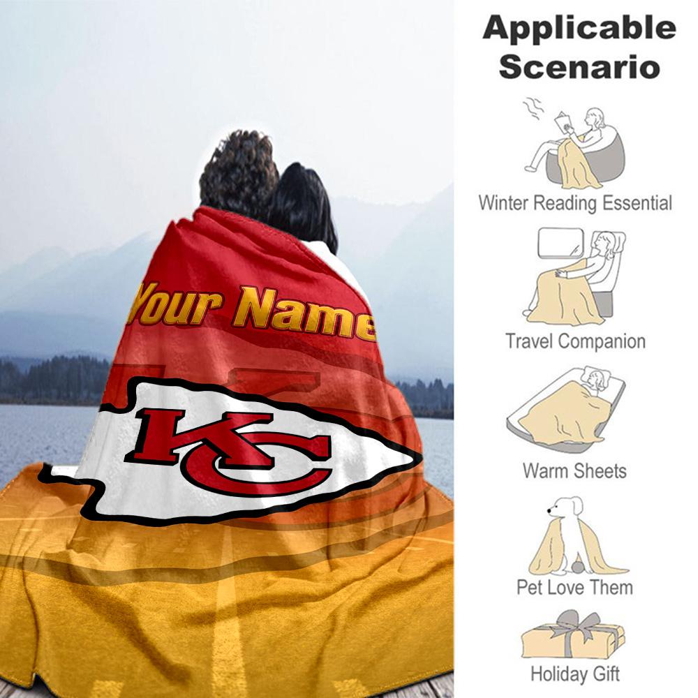 Kansas City Football Personalized Name Blanket Gift Personalized Blanket Durable Comfort Perfect For Office Seaside Living Room Home Decor
