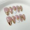 Clear Gel Nail Tips With Cross Motif French Almond Shape Press-On Nails Ins Style Gradient