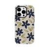 Navy Flower & Olive Leaf Phone Case for IPhone 17AIR 16E 16 15 14 13 12 11 17 Pro Max Plus Double-layer Back Cover