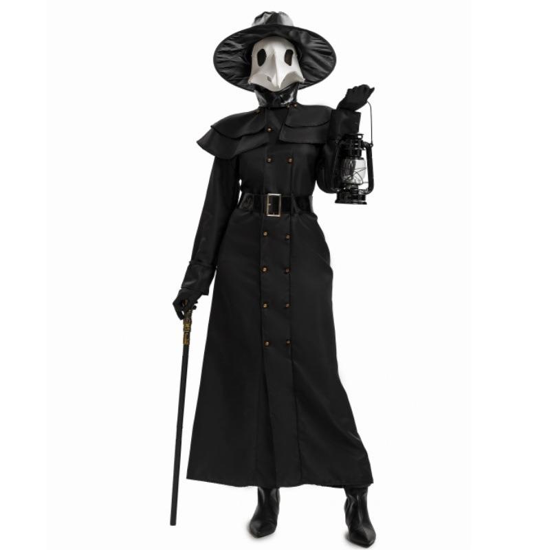 Halloween Plague Doctor Costume Dark Dungeon Hero Costume Cane Lighting Props Stage Show