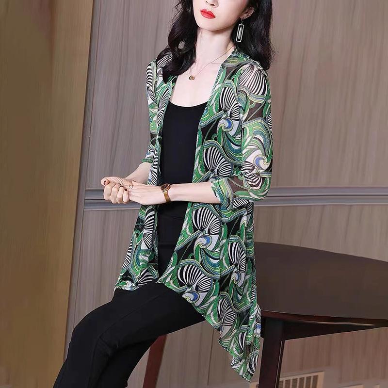 Sommer Mode Neu Mittellang bis Lang Outdoor Sonnenschutz Kleidung Damen Schal Strickjacke