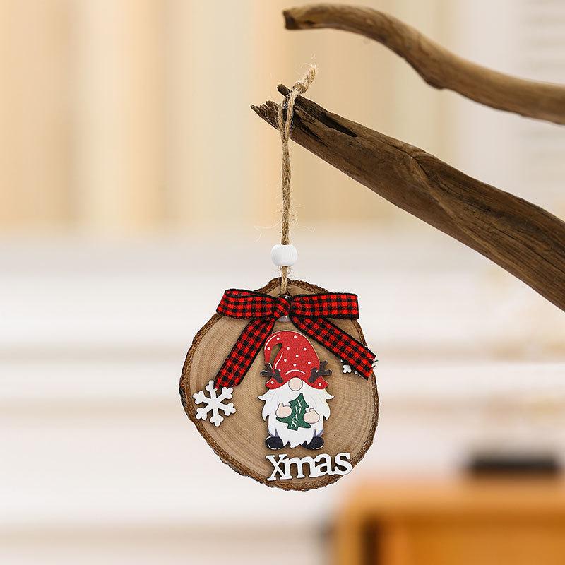 Wooden Christmas Bow Ornament: Raw Wood Pendant for Tree Decoration