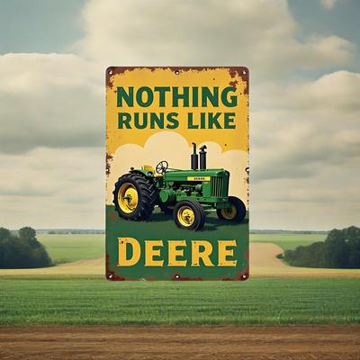 """GreenGold Vintage""": John Deere Traktor Distressed Blechschild | Ikonisches 'Nothing Runs Like Deere' Dekor für Garagen-Schreine & Scheunen"