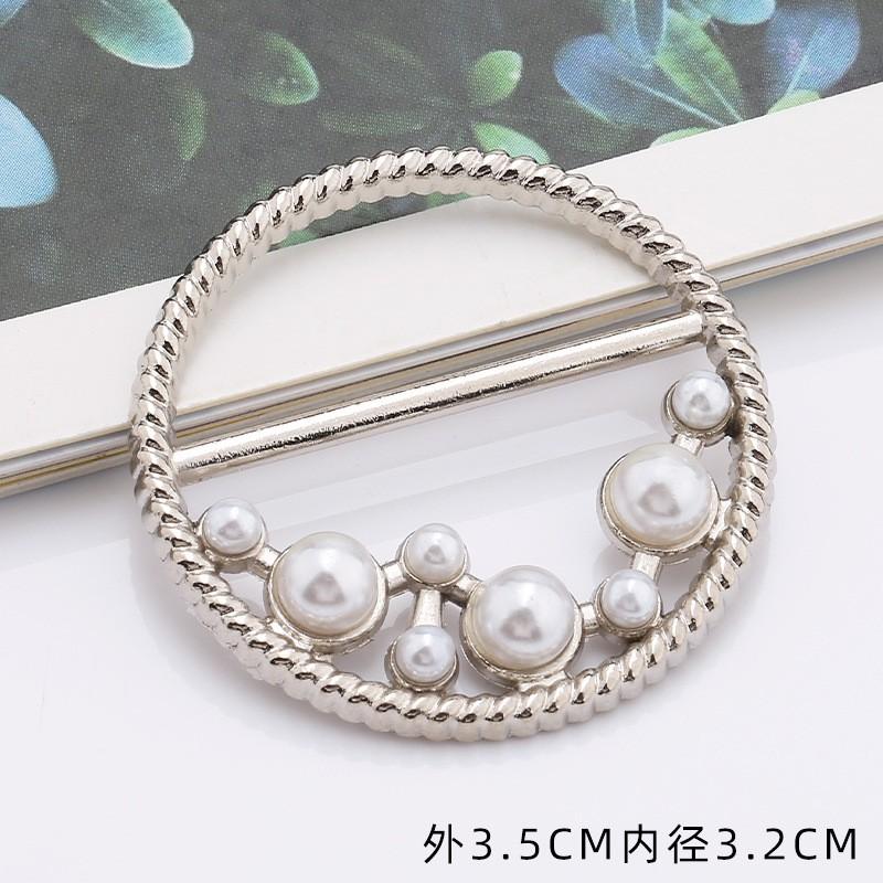 Metal Knotted Buckle Pearl Diamond Corner Buckle T-shirt Waist Buckle Scarf Buckle