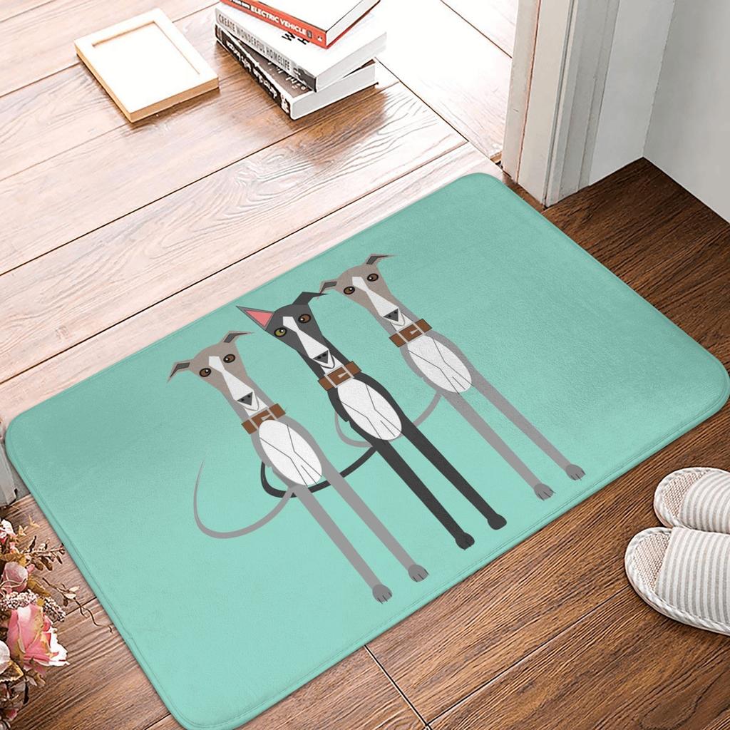 Whippet Hound Dog Doormat Anti-Slip Kitchen Bath Mat Living Room Door Floor Entrance Carpet Rug