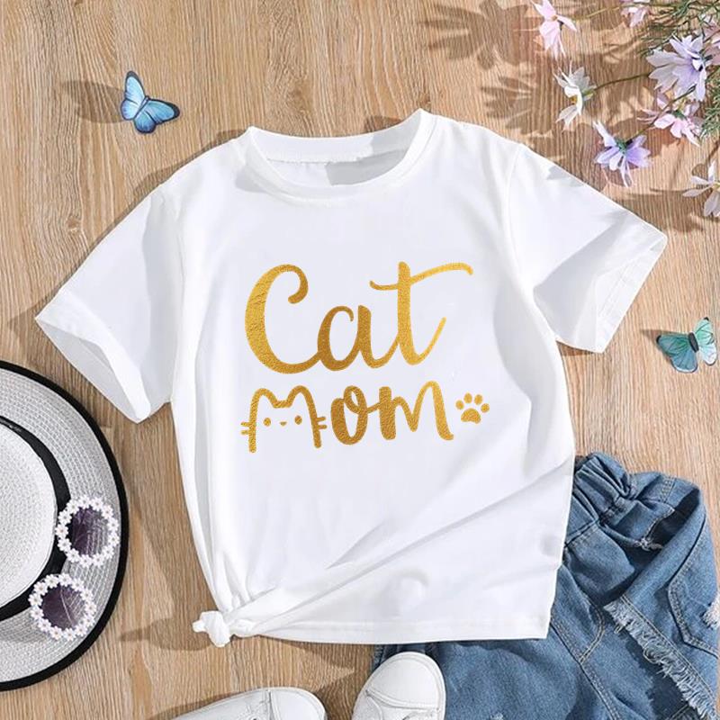 (Rozmiar azjatycki) Kobiety kot piękny styl Trend słodkie ubrania drukuj Tee moda z najwyższej półki T Shirt kobieta kobiece koszulki z krótkim rękawem graficzne