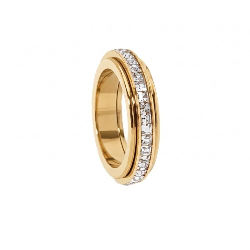 Titanium Steel Rotating Ring Minimalist Elegant Vintage Zircon Spin Ring Exquisite Light Luxury Finger Jewelry Birthday Gift