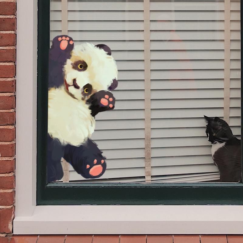 PVC Unartiger Panda Wandaufkleber Dekorative Wandtattoos für Kinder Mädchen Jungen Schlafzimmer Kinderzimmer