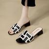 Zapatos De Mujer Women Classic Peep Toe Comfort Spring Slip On Square Heel Shoes Lady Summer Office Sandals Ab379