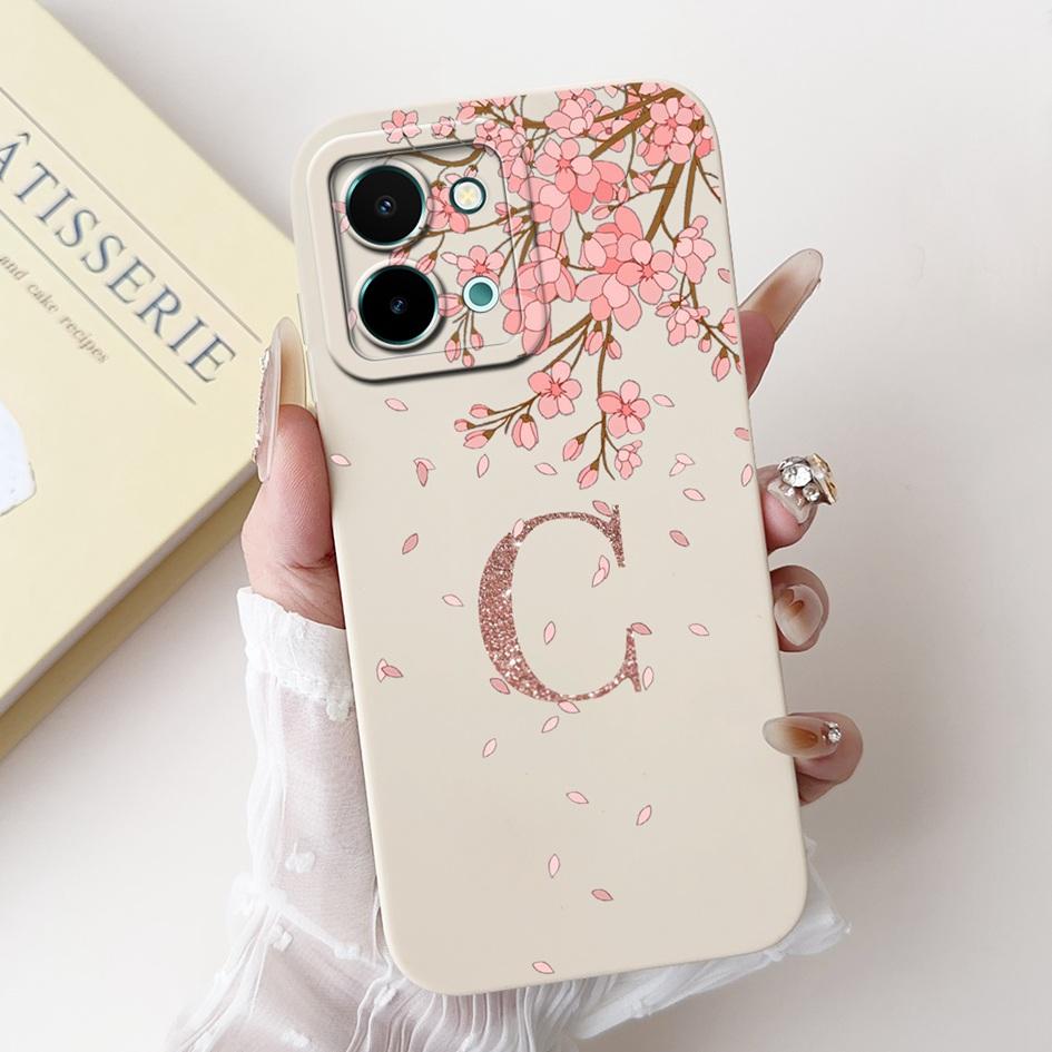 For Vivo Y28 4G V2352 Case Fashion Initial Letters Crown Soft Silicone Matte TPU Cover For Vivo Y28 4G Y 28 2024 Shockproof Capa