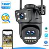 12MP 6K HD Εξωτερική κάμερα IP WiFi Εξωτερική κάμερα 8x ζουμ με τρεις φακούς με διπλή οθόνη αυτόματη παρακολούθηση Προστασία ασφαλείας CCTV επιτήρηση Εφαρμογή iCSee