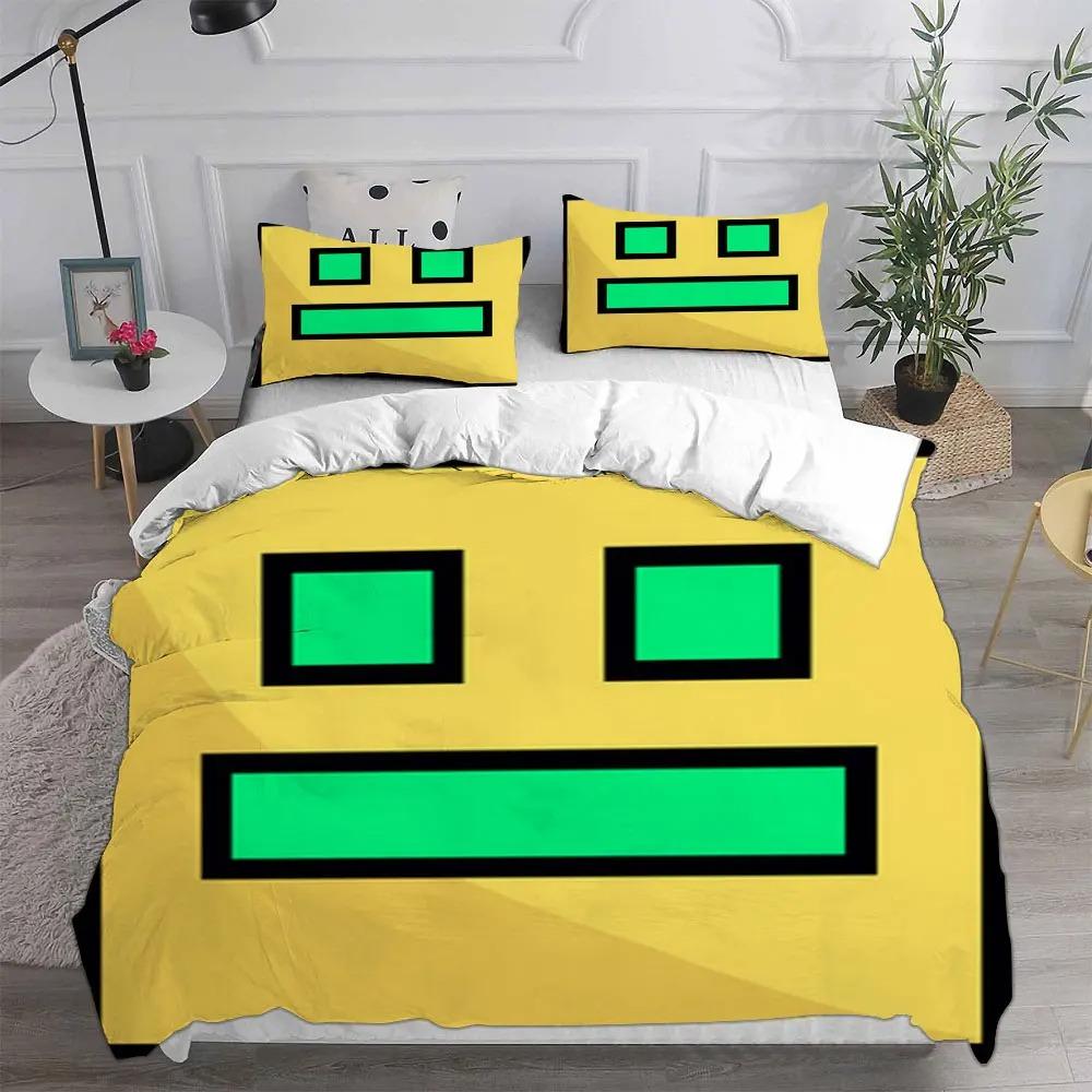 Ensembles de literie Geometry Dash Couette Couvre-lit Housse de couette Taie d'oreiller Ensembles 2-3 pièces Tailles enfant Adulte