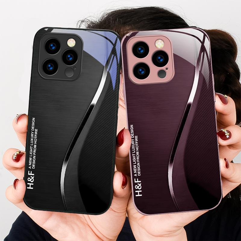 Soie Dégradé Vert Pour iPhone 16 E 15 14 13 Plus 12 mini 11 Pro Max XR Xs Max X 7 8 P lus 6 6S 2022 Coque de Téléphone en Verre Trempé