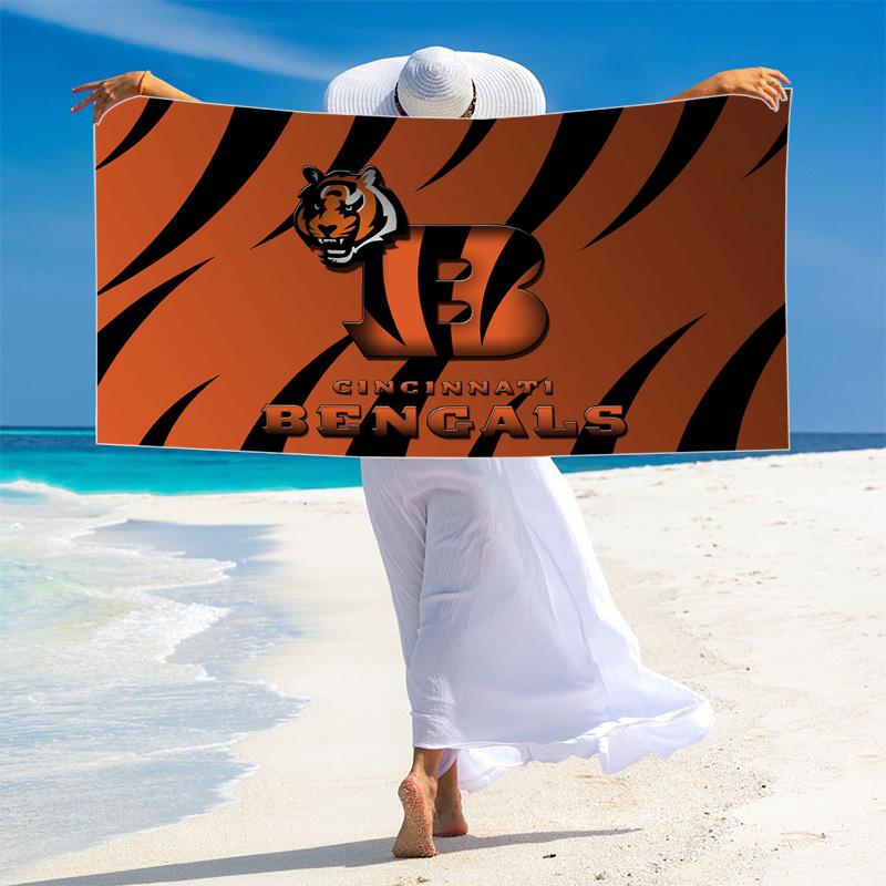 Cincinnati Bengals Logo Print Beach Towel, Large Soft Quick Dry Towel for Beach Camping Swimming