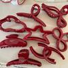 Large Red Zodiac Year Hair Claw Clip French Letter Gold Accent Updo Bun Holder for Women Non-Slip Hair Grip Accessory