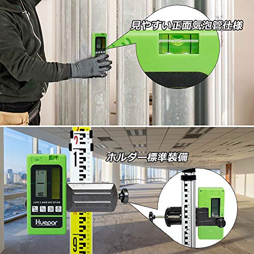 Huepar Laser Receiver for Laser Levels (Compatible with Huepar Red and Green Lasers Only) - Precision and Volume Adjustment, Dual-Sided LCD Display, B