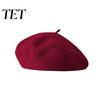 Autumn Fashion Accessories Women French Beret Hat, Wool Blend Artist Retro Warm Gift for Her Painter Cap, Solid Color Cozy Winter Soft Texture Cap