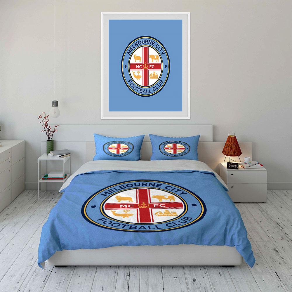 Melbourne City FC Bedding Set Bedding Duvet Cover Set Duvet Cover Pillowcases  (1 * Duvet Cover 2 * Pillowcases, Without Duvet Insert)