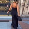 QICED Moda damska Lato Wiosna Jednolity kolor Drukuj Casual Sukienki bez rękawów