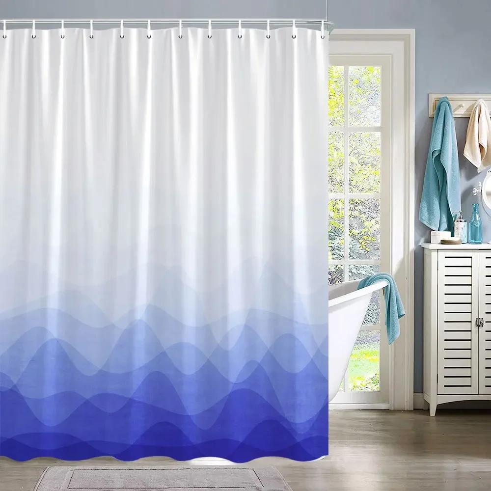 Colourful Gradient Minimalist Bathroom Curtains Abstract Geometric Lines Home Bathroom Decor Polyester Washable Shower Curtains