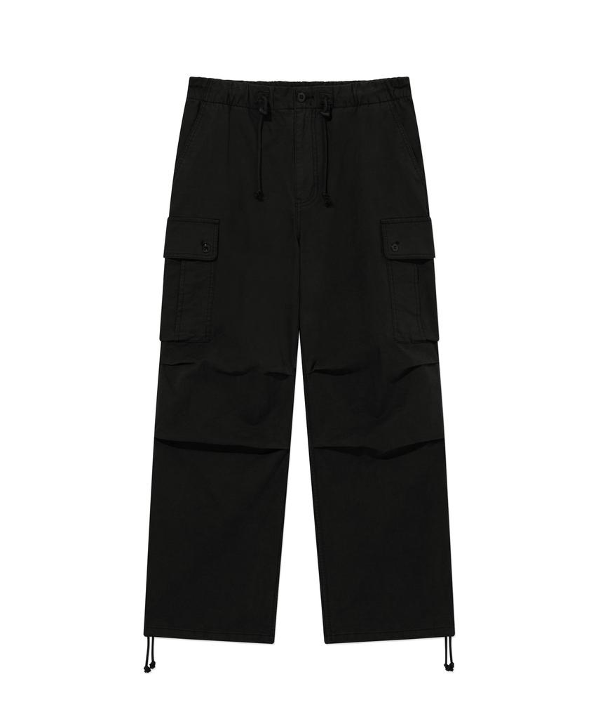 COVERNAT Wide Cotton Parachute Pants Black