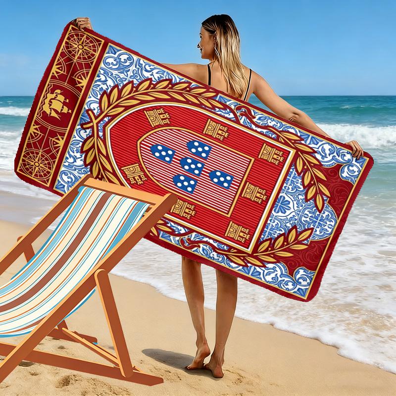 Portuguese Heritage Emblem Beach Towel Beach Beach Towel for Vacation Photos Swim Seaside Absorbent Bath Towel Comfort Fashion