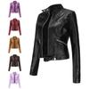 New Leather Jacket Women's Short Small Coat Spring and Autumn Stand Collar Women's Leather Jacket Women's Thin Leather Jacket