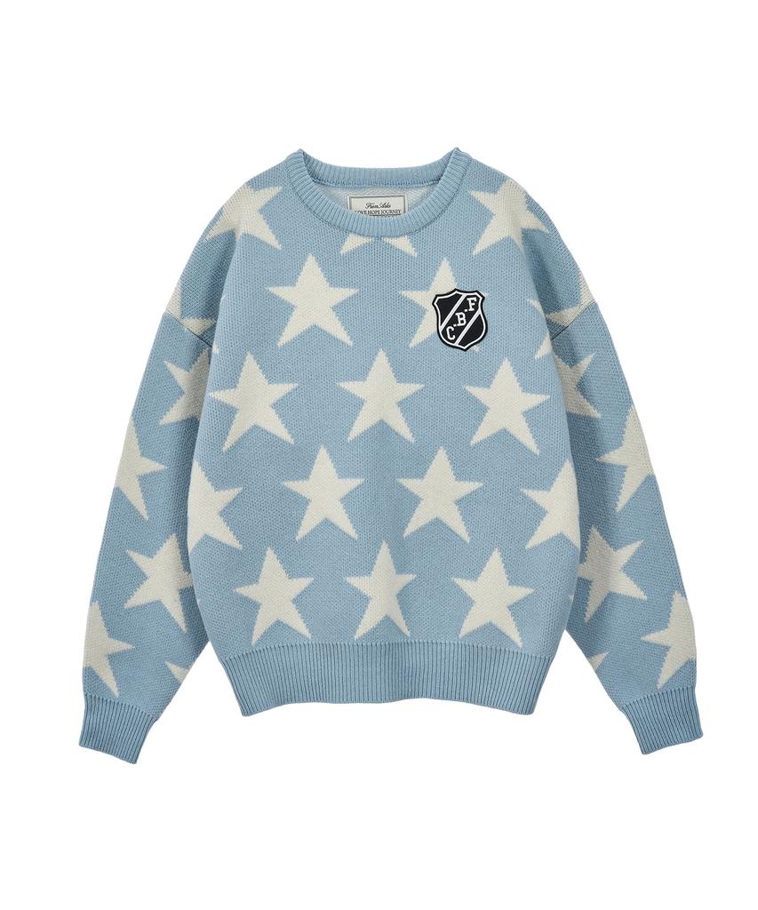 Peulomaleul 80S Vintage Graphic Knit / Sky Blue