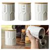 Ceramic Kitchen Canister Simple Stylish Compact Space Saving Wide Mouth Design Storage Jar with Airtight Wood Lid Food Container