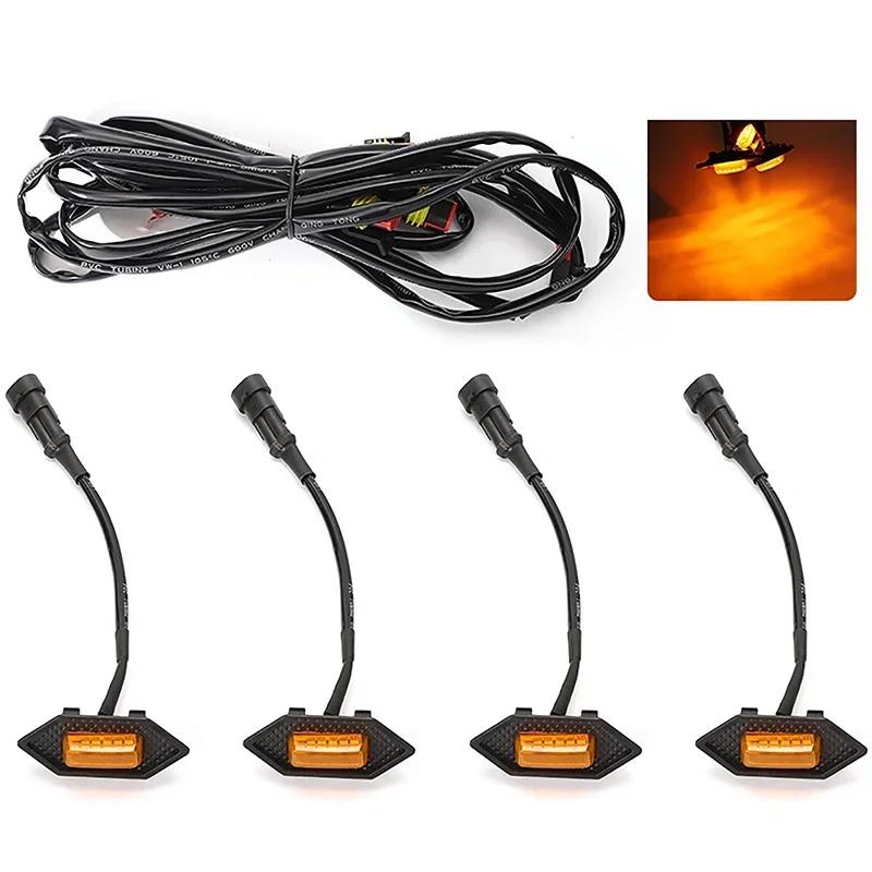 LED Car Lights 4Pcs Front Grille LED Light Safety Warning Light Harness For Honda CRV 2017-2024 Car Accessories LED Signal Lamps