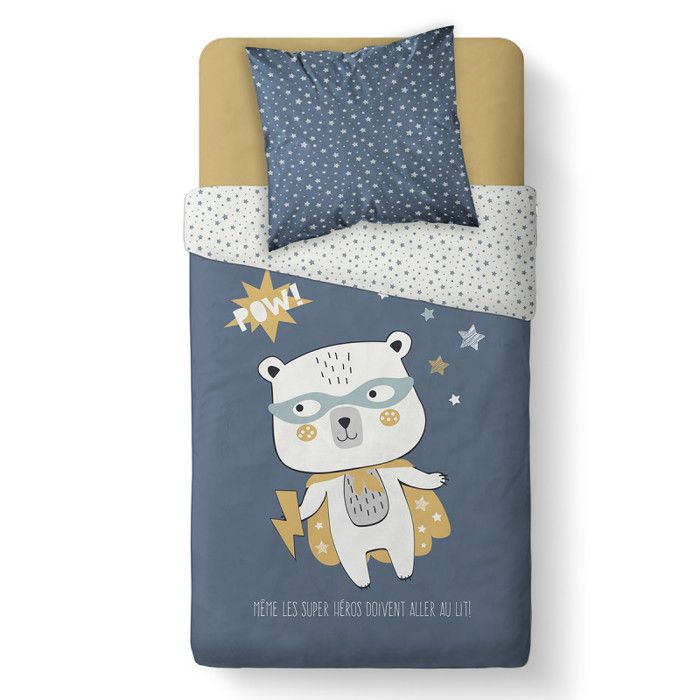 Duvet Set 140 X 200 "Super Heroes" Reversible 100% Cotton / 57 Threads/cm²