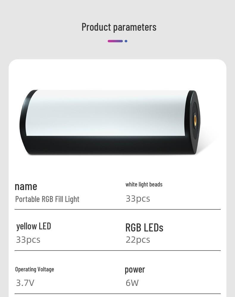 Bärbar RGB LED-fyllnadsljusstav för fotografering