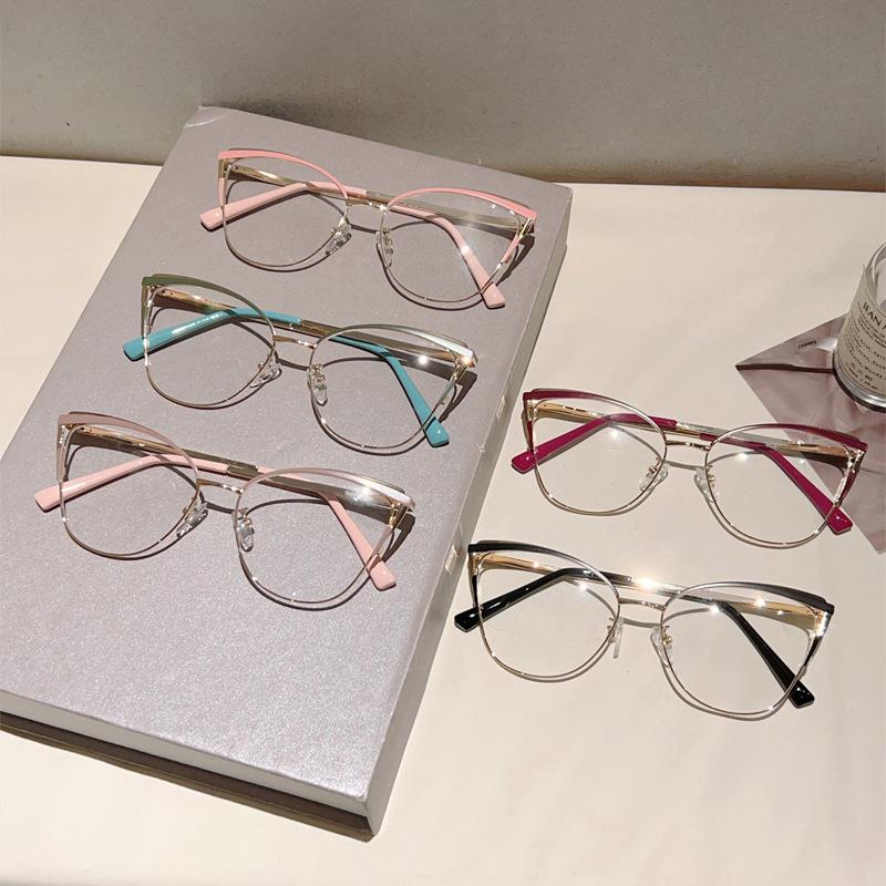 Cat Eye Computer Glasses Alloy Frame Women Men Anti Blue Light Rectangle Eyewear Blocking Optical Spectacle Eyeglasses