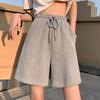 Sport-Shorts für Damen, Sommer, große Größe, locker, gerade, hohe Taille, schmal, lässig, weites Bein, Fünf-Punkt-Hose, Laufshorts für Damen