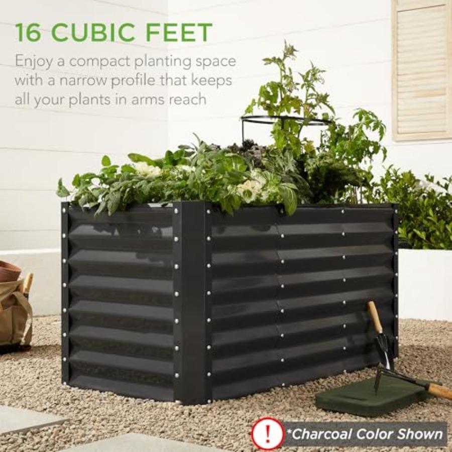 4x2x2ft Outdoor Metal Raised Garden Bed Deep Root Planter Box for Vegetables Flowers Herbs and Succulents W/ 119 Gallon Ccity P