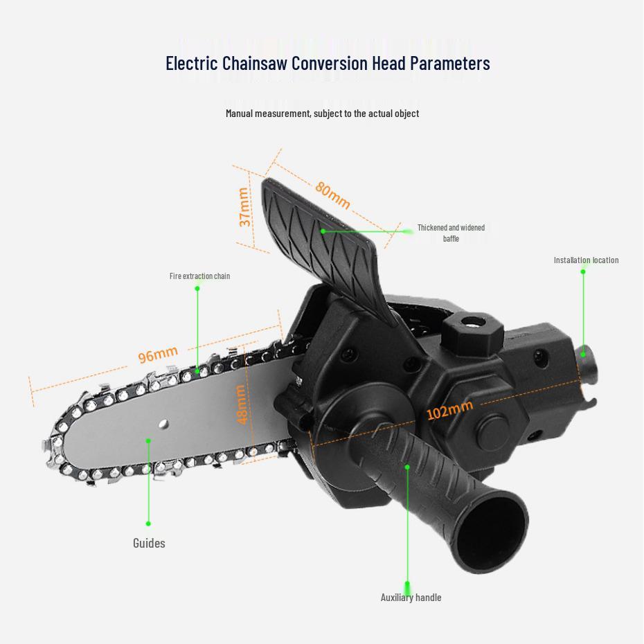 4-inch Electric Drill to Chainsaw Conversion Head - Handheld Mini Chainsaw for Wood and Garden Cutting