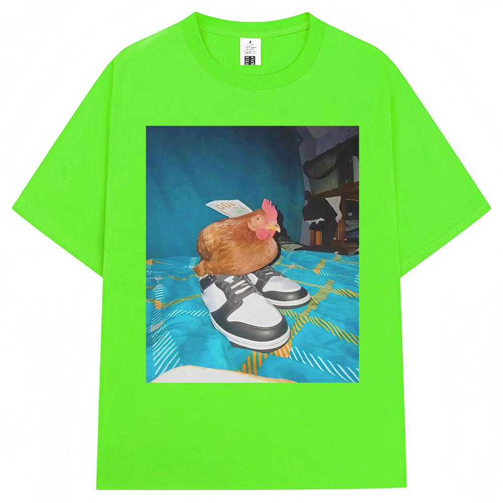 Funny Dripped Out Chicken Meme Print Tshirts Humor Chicken with Shoes Unisex Unisex T Shirt Creativity Popular Loose Cotton Tshirt