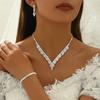 Bride Fashion Copper Claw Chain Small Wave Leaf Necklace Earrings Bracelet Zircon Set Wedding Banquet Party Festival Gift