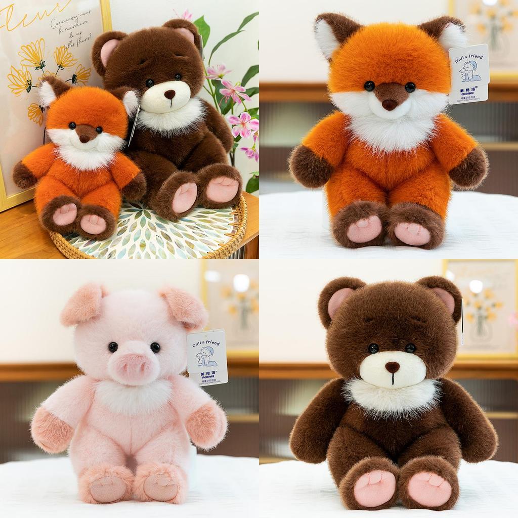 Cuscino Peluche Orso Maiale Volpe Carino Con Imbottitura in Cotone PP Per Bambini e Ragazzi Comfort per il Sonno