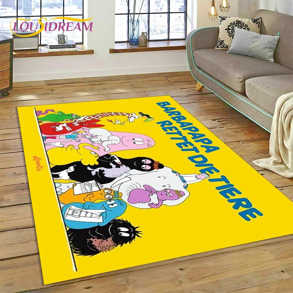 3D kreslený koberček Les Barbapapa Family HD Koberec pre obývaciu izbu Spálňa Domáce dekorácie, Podložka protišmyková dekorácia na pohovku Darček pre deti